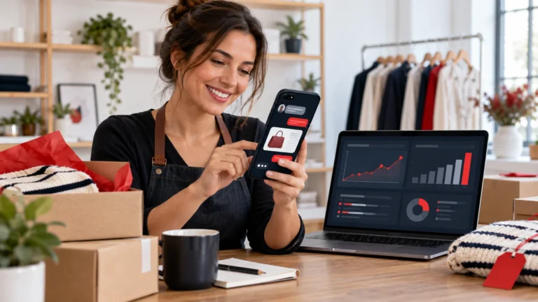 Business owner engaging customers through direct mobile messaging and measuring response activity