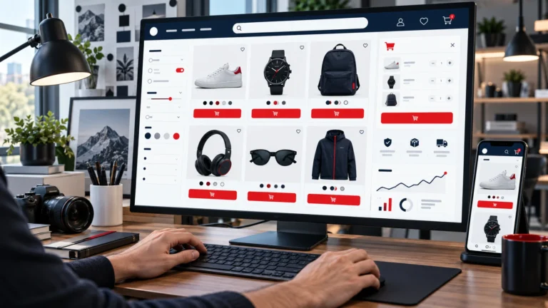 Ecommerce interface bringing together product imagery navigation trust checkout speed and mobile usability