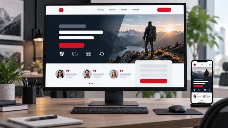 Conversion focused website layout highlighting navigation trust imagery forms calls to action and mobile usability