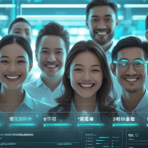A 24/7 AI support dashboard with multiple languages and happy customer faces.