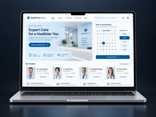 Private clinic website with appointment booking and doctor profiles