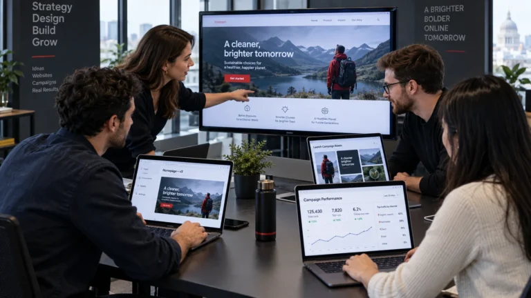 Growing company working with strategy, design, development and analytics specialists on one connected digital project