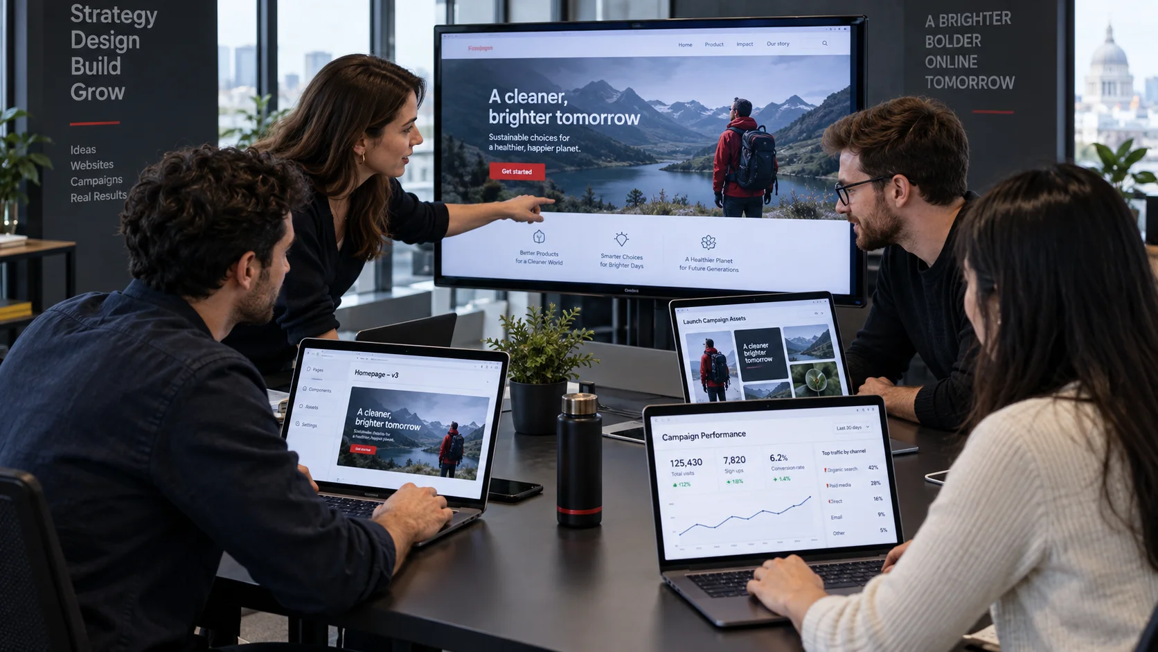 Growing company working with strategy, design, development and analytics specialists on one connected digital project